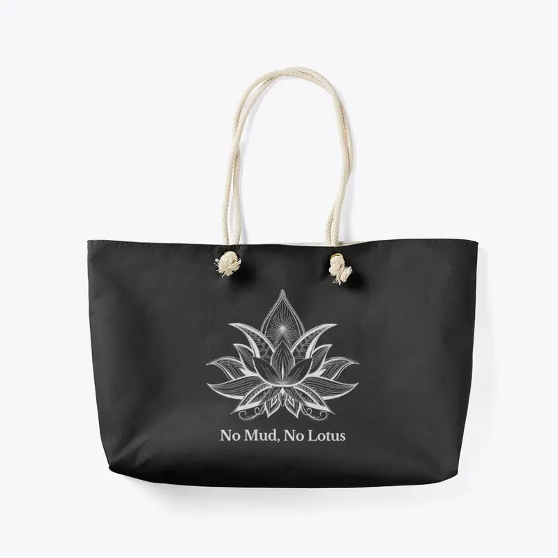 Travel Tote Beach Bag White Lotus Flower