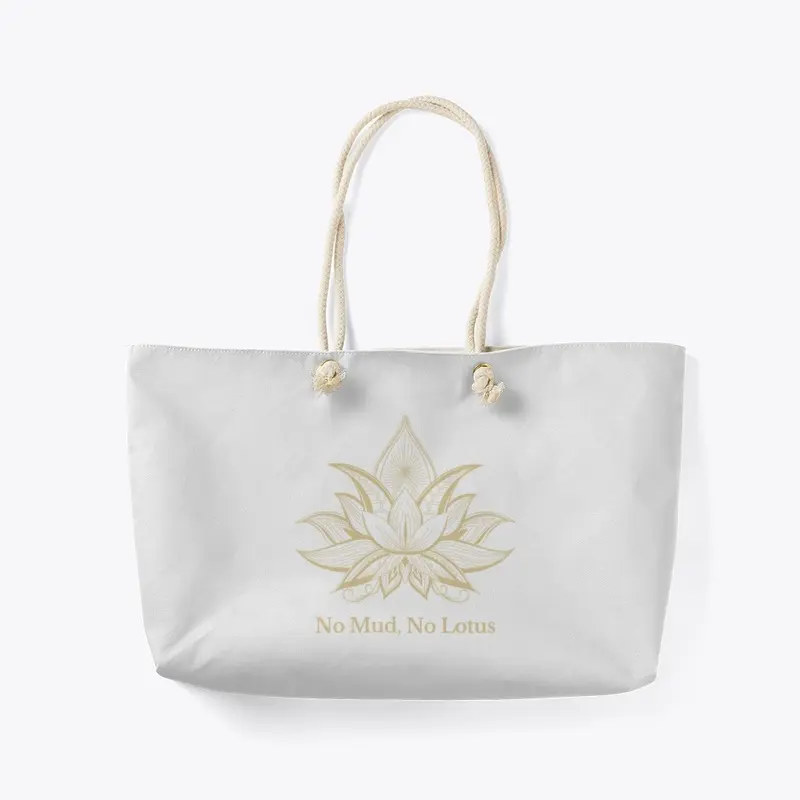 Travel Tote Beach Bag Gold Lotus Flower