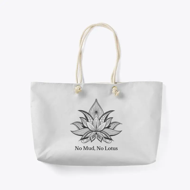 Travel Tote Beach Bag Black Lotus Flower